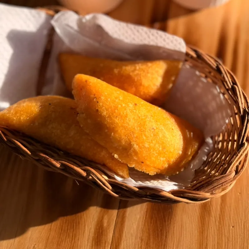 Empanadas de carne doradas y crocantes en canasta